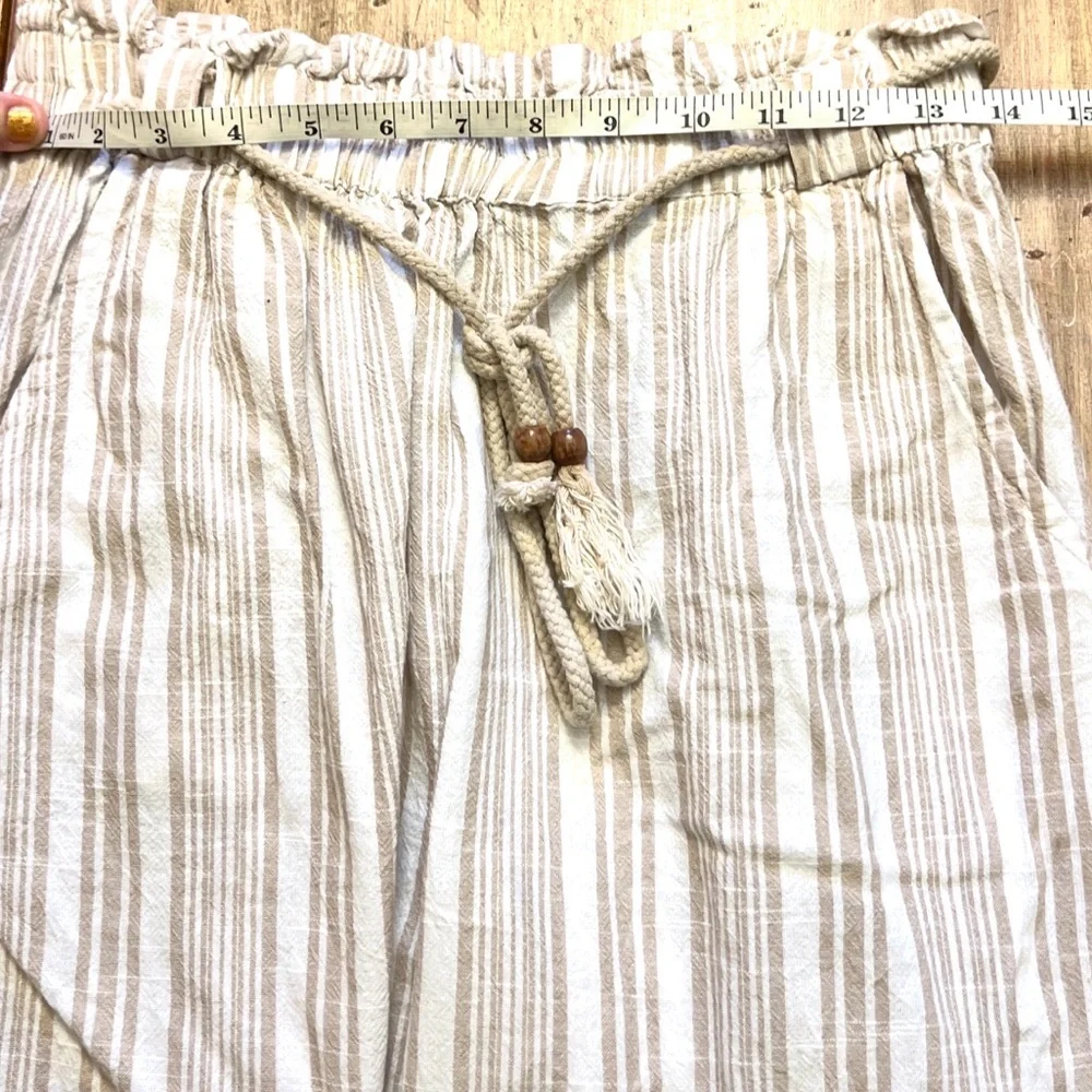 Deja Bleu,Linen Blend Striped Drawstring Pants Coastal Resort Beach Chic Size M - Picture 5 of 8